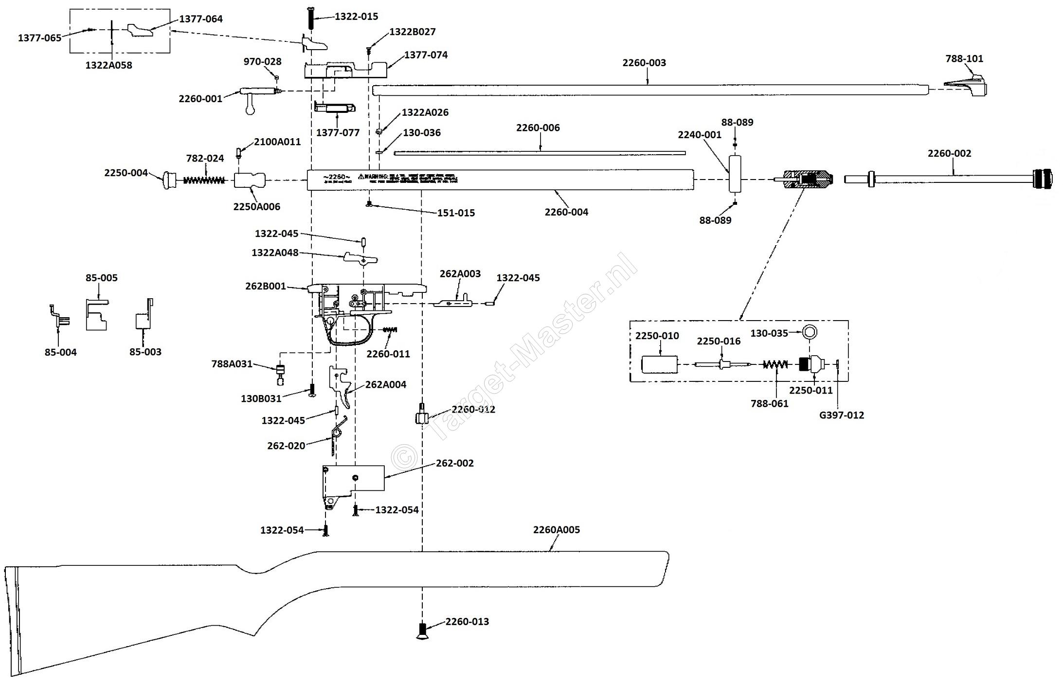 2260, Onderdeeltekening Crosman 2260